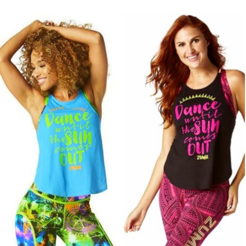 New With Tag Original Zumba All Night Open Back Tank  Tee Kaos
