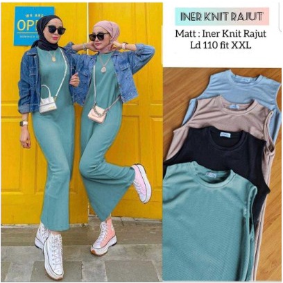 Maxi Dress Rajut Maxi Gamis Wanita Rajaut Lengan Pendek Maxi Iner Dress Jumbo LD 110 CM Bahan Rajut 