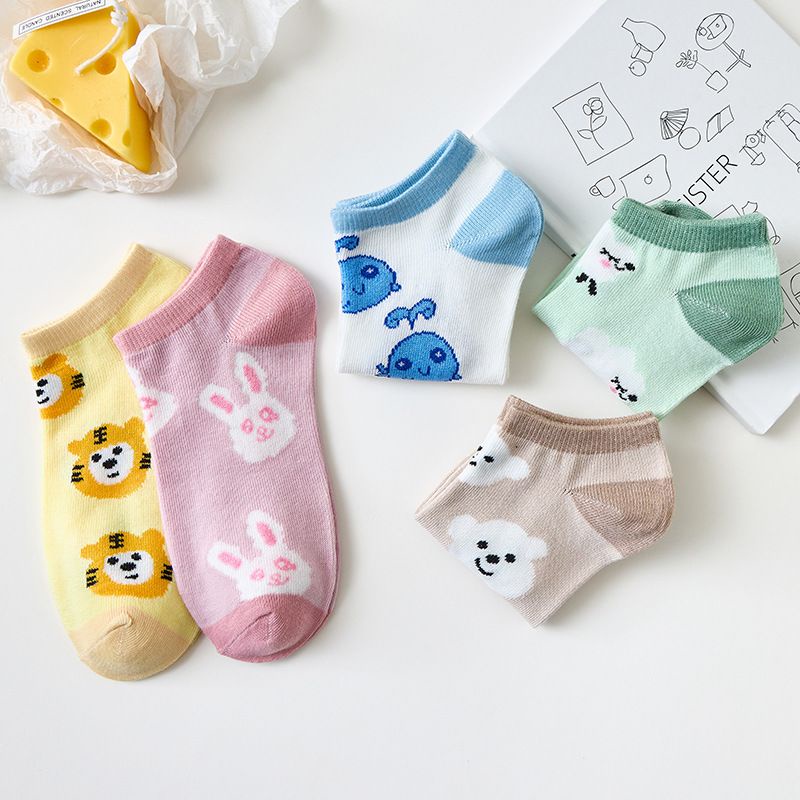 [littlecrab] Kaos Kaki Animal Motif Hewan Kaos Kaki Pendek Lucu Berkualitas Cute Sheep Whale Tiger Rabbit Women Socks Kaos Kaki Remaja Berkualitas Korean Style