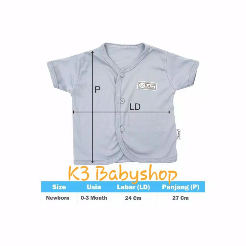 Baju Pendek Bis Rib Fluffy seri grey abu white putih salur kemeja anak baju bayi SNI set 3pcs