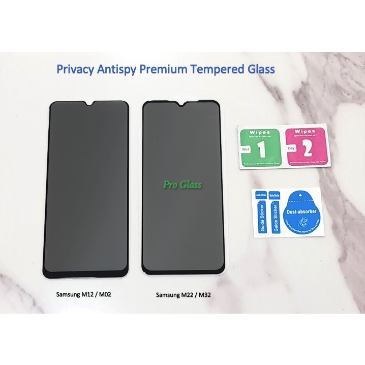 Samsung M12 M02 M22 M32 M52 5G Privacy Anti Spy Antispy Tempered Glass