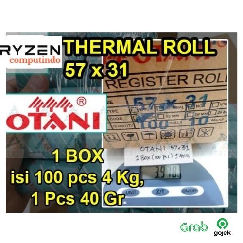 

Otani 57x31 Coreless (1 Box) . Kertas Thermal Struk Kasir - Hitam