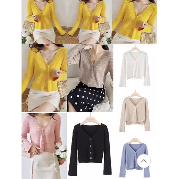 Larry Crop Outer Cardigan Rajut  Cardigan Rajut Kancing Crop Outer Larry Knit