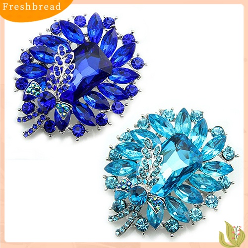 [ TERLARIS]Women's Banquet Party Broach Blue Clear Rhinestone Crystal Butterfly Pin Brooch