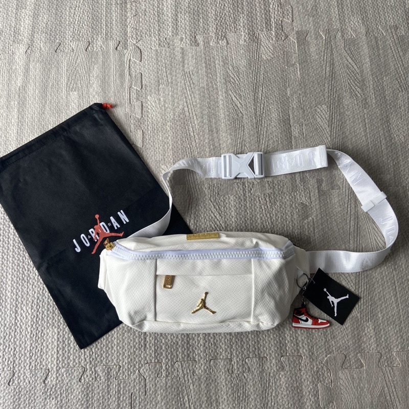 Waistbag / Waist bag Jordan Regal Leather Snake White Gold / Putih With Dustbag &amp; Keychain