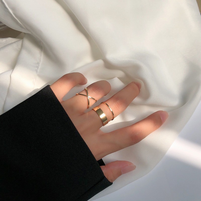 Four-piece Geometric Ring Accessories Temperament  Personality Korean Fashion Simple