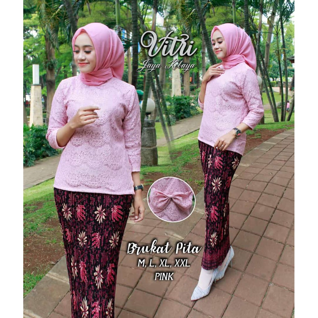 set kebaya brukat blouse pita new