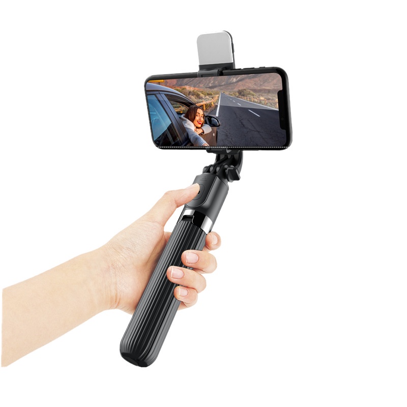 Tripod Bluetooth Selfie Stick LED Flash With Fill Light Tripod Expandable Tongsis Youtuber Live Broadcast