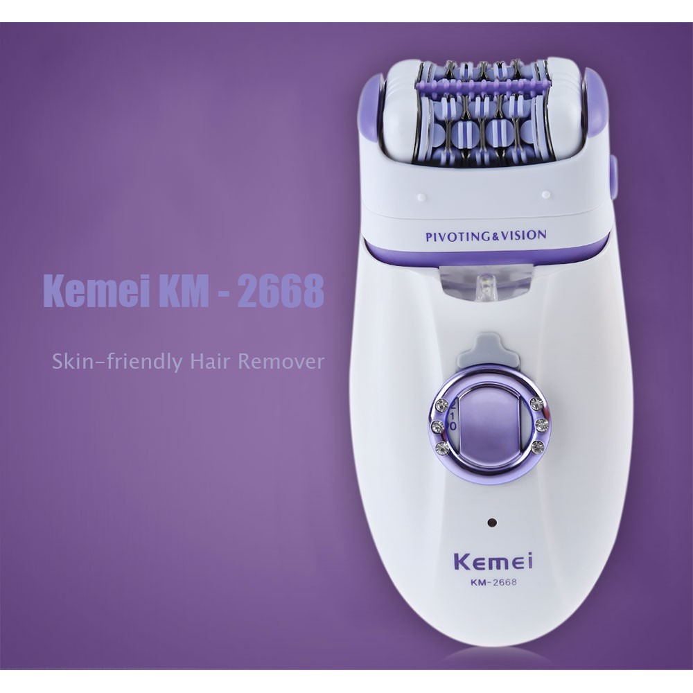 Perawatan Tubuh: KEMEI Alat Cukur Skin-Friendly Penghilang Bulu Elektrik & Rechargeable untuk Wanita