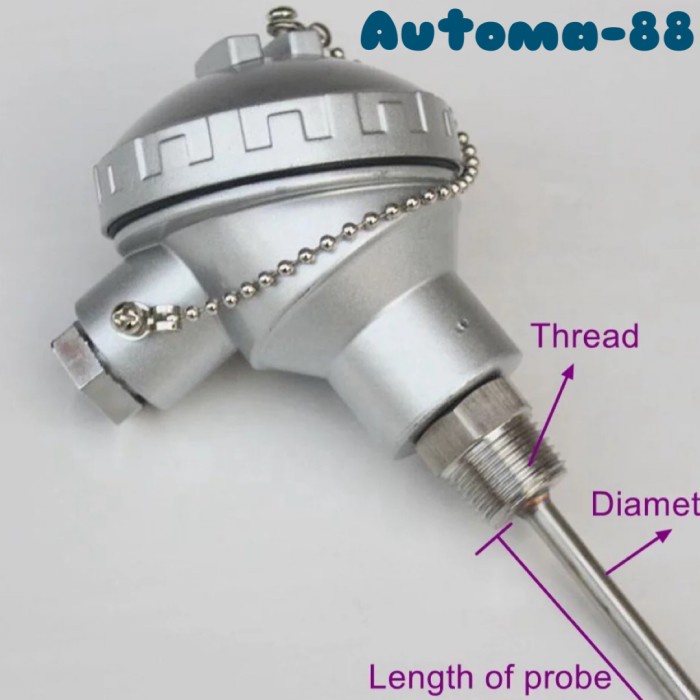 Jual Bergaransi 100% Industrial RTD PT-100 Temperature Sensor Drat 1/2 ...