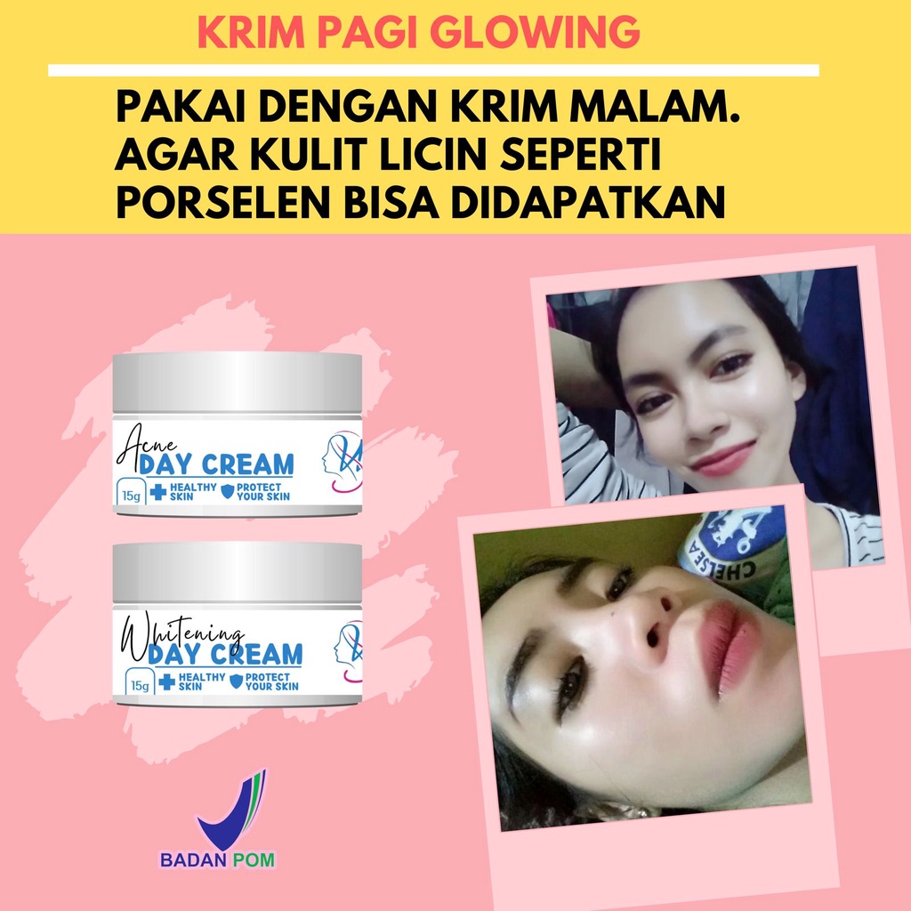 Krim Pagi Glowing Susah Putih - Krim Pagi Pemutih - Krim Pagi Jerawat - Whitening&amp;Acne Day Cream SPF15 by WAZATARU