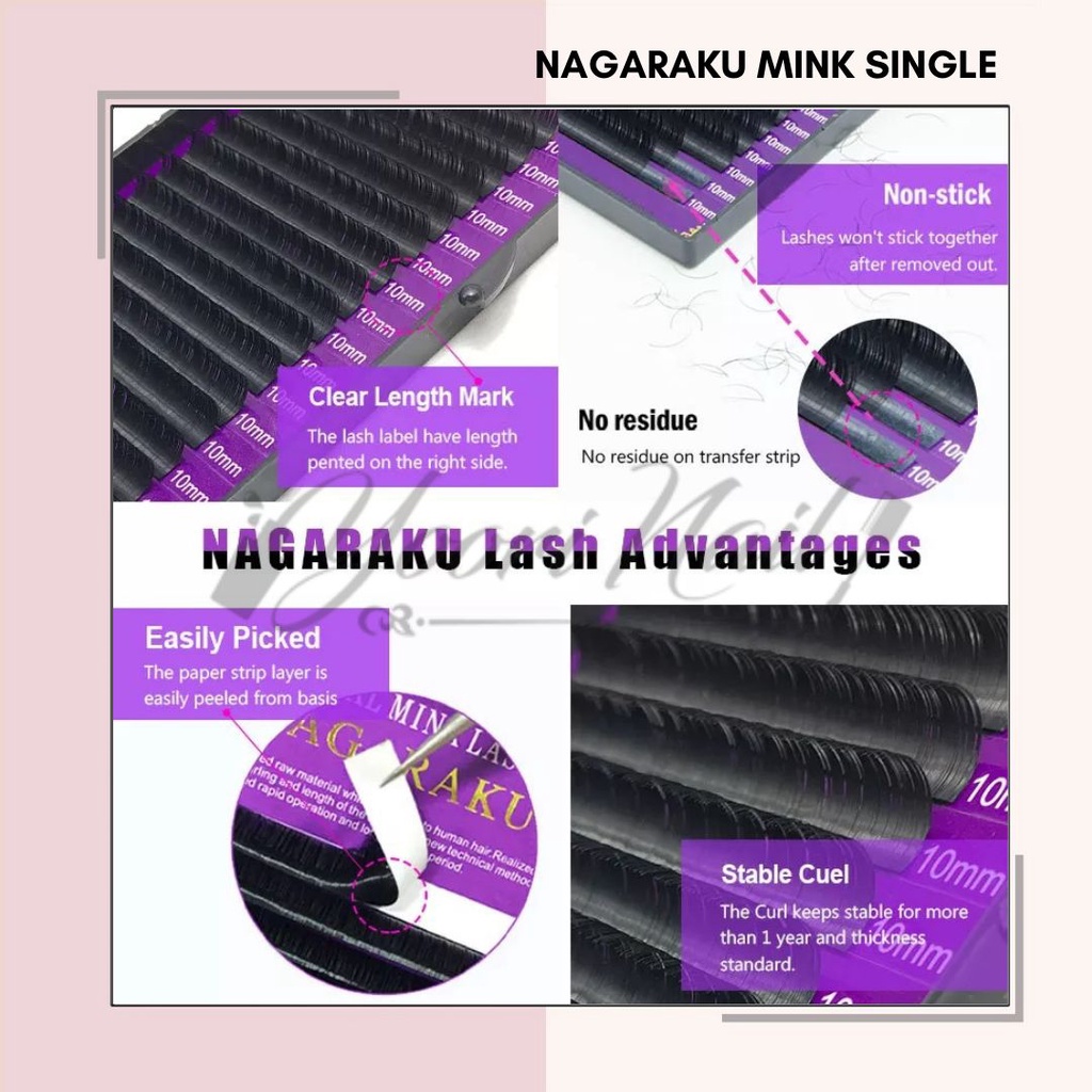 Nagaraku Mink Single Lash bulumata extension eyelash soft natural