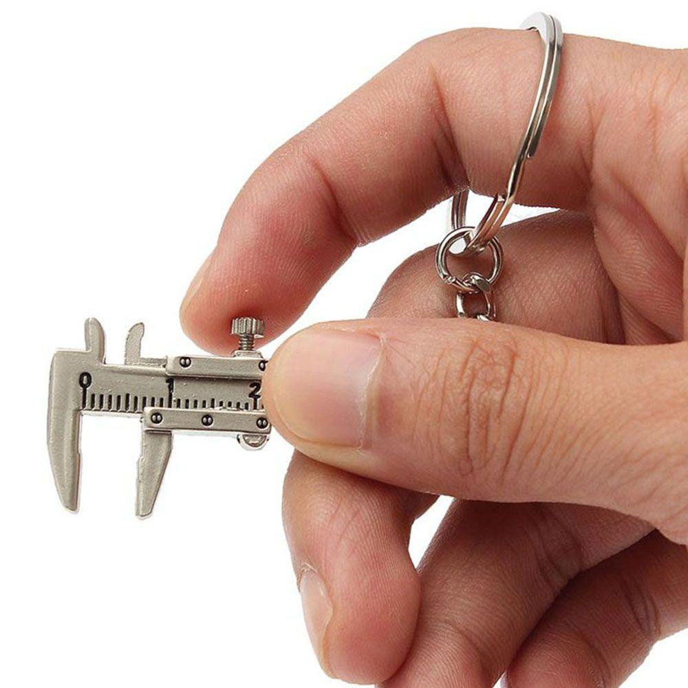 Needway Vernier Caliper Key Chain Fashion Klasik Perak Hadiah Ulang Tahun Liontin Penggaris Model Perhiasan Tempat Kunci