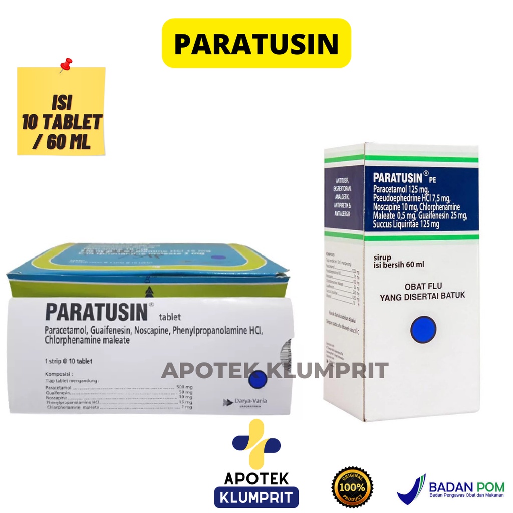 PARATUSIN / 10 TABLET / SIRUP 60 ML / BATUK / FLU / DEMAM / ANAK / DEWASA