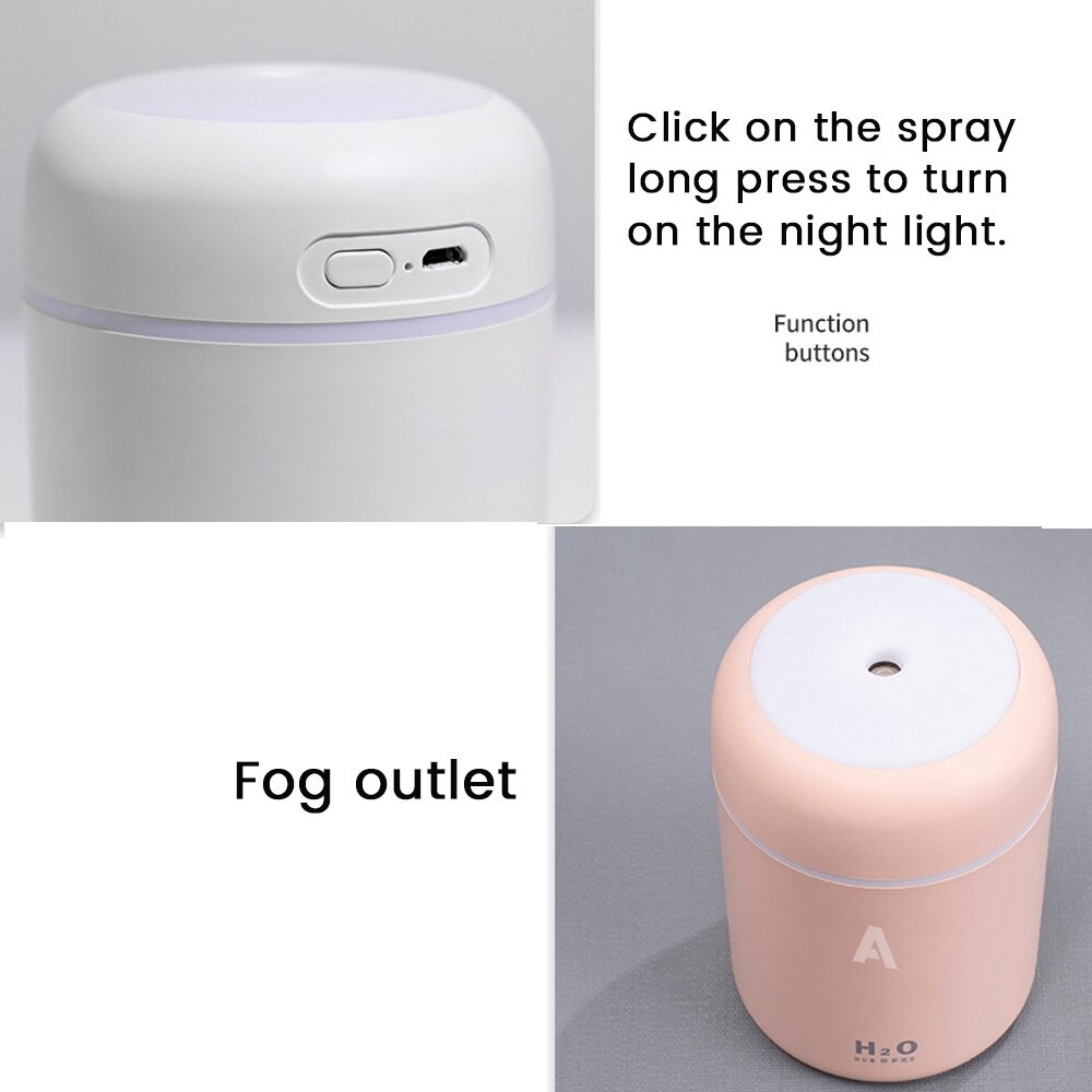 Aolida Humidifier 300ML Ultrasonic USB  Air H2O Humidifier Diffuser Oil Aromaterapi Pengharum Ruangan Cocok Untuk Mobil Dan Kamar-4