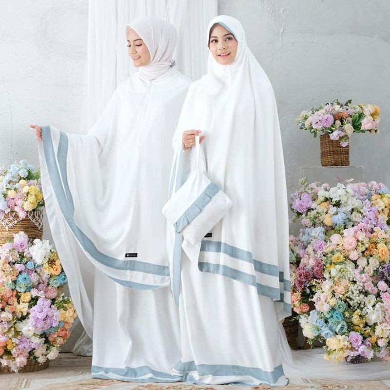 Mukena Zianisa List Mecca Stone - Broken White 2in1