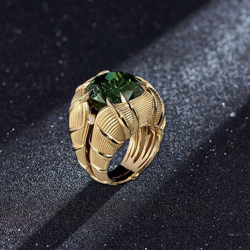 Cincin Jari Warna Emas Gaya Punk Hip-Hop Untuk Wanita