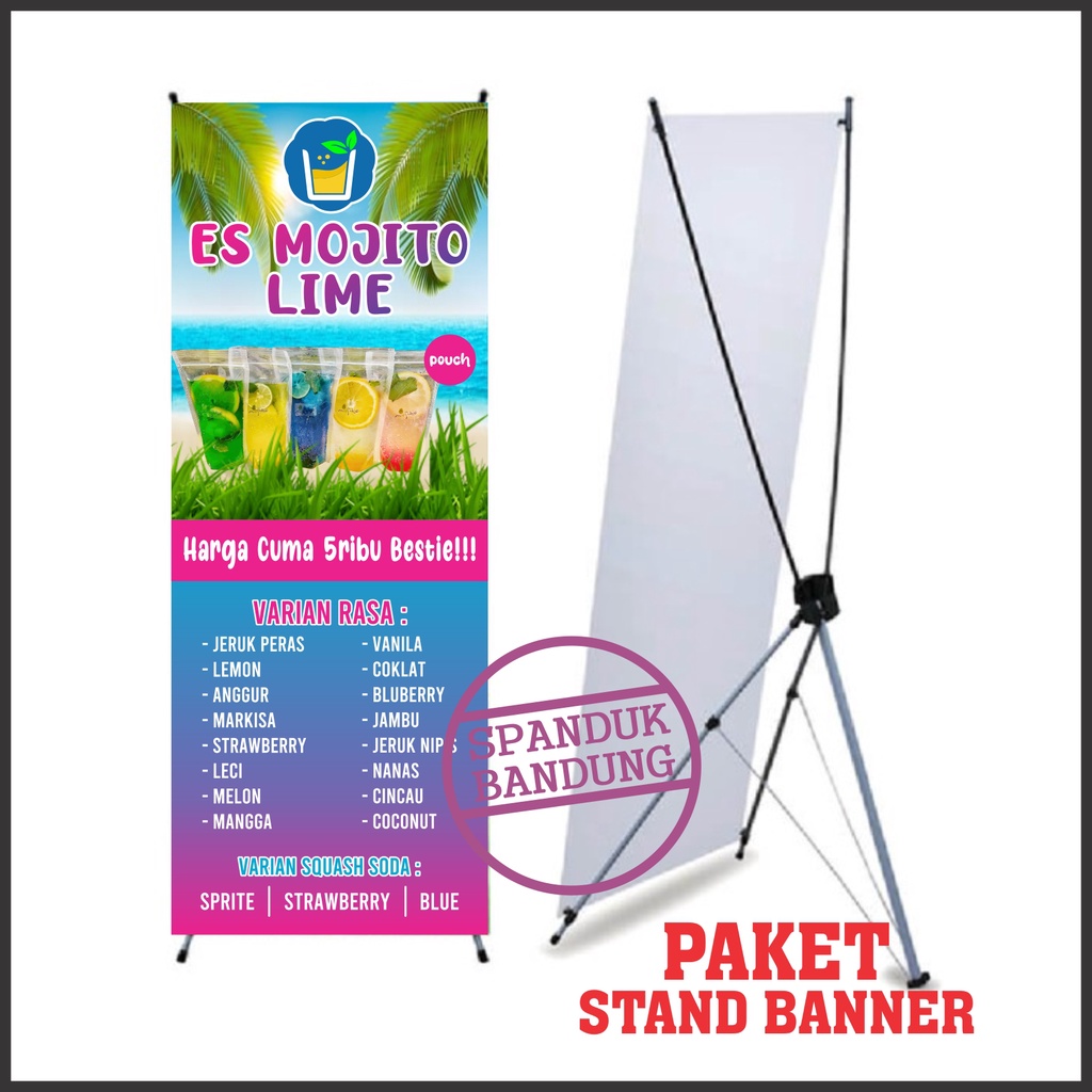 banner ice mojito / spanduk mojito / spanduk mojito 60 x 160 cm / banner mojito paket stand banner