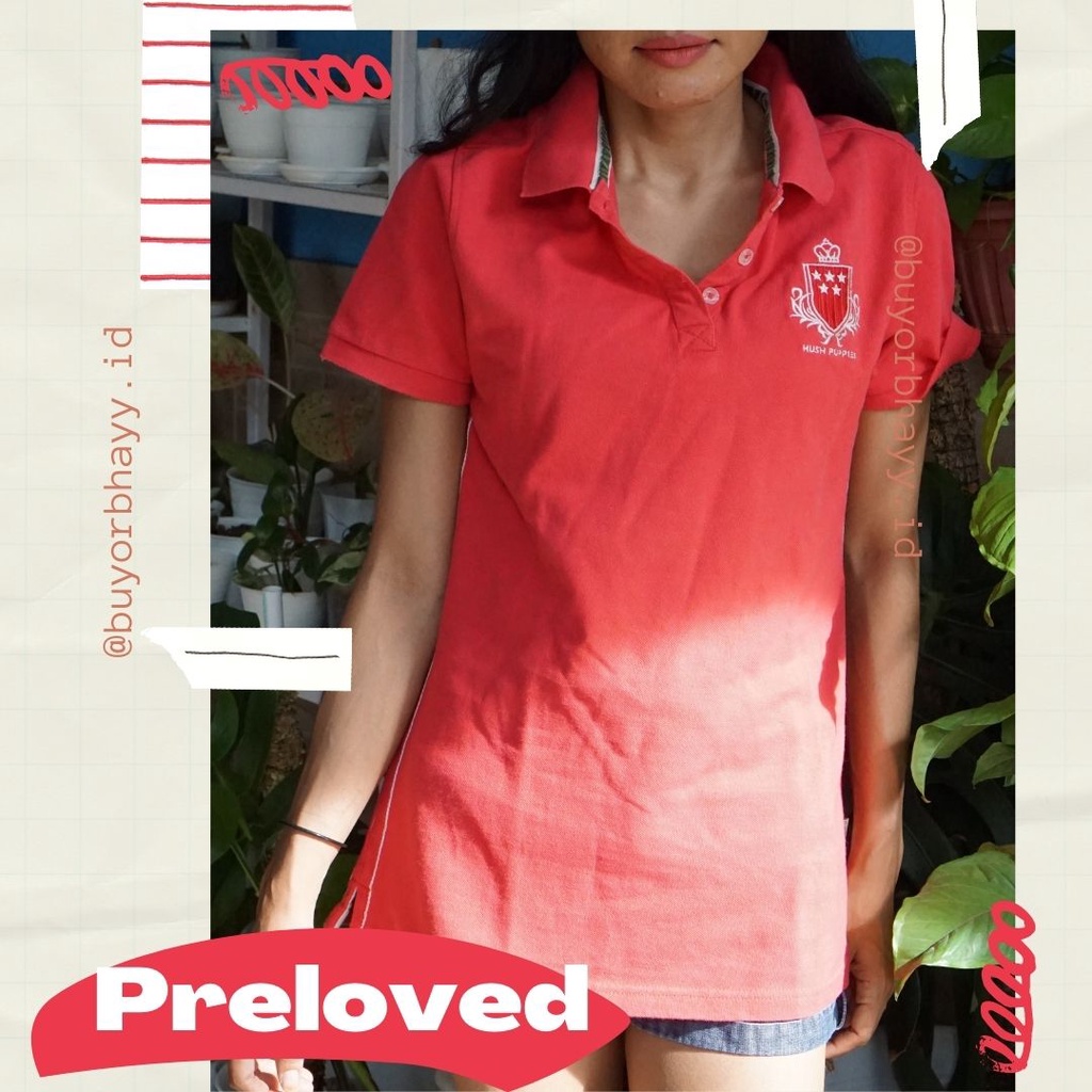 PRELOVED POLO SHIRT WANITA HUSH PUPPIES PINK