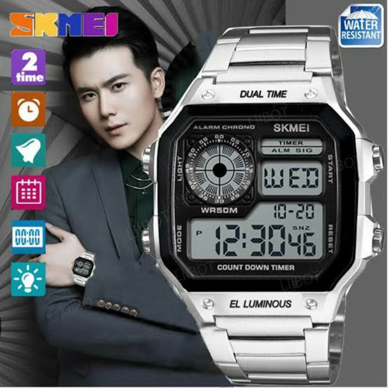 Jam SKMEI 1335 silver original tahan air