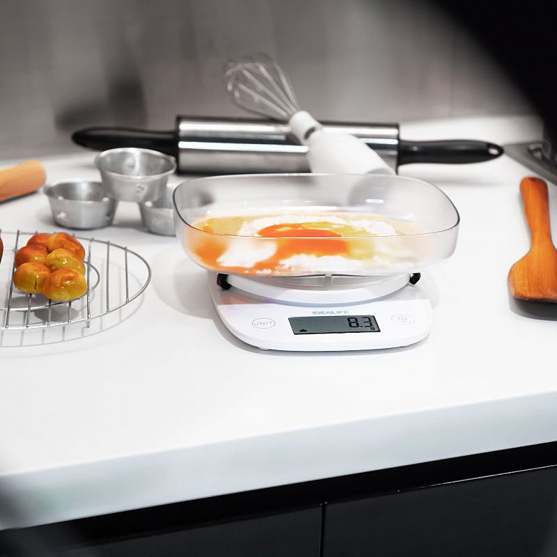 IDEALIFE - Digital Kitchen Scale – Timer + Bowl, 5KG/1GR - Timbangan Kue Digital - IL–210c