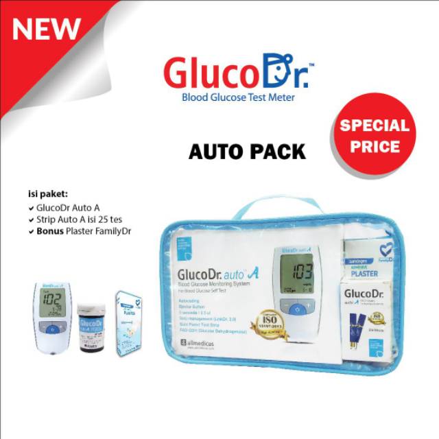 Auto pack! Alat cek gula darah Gluco Dr. Auto