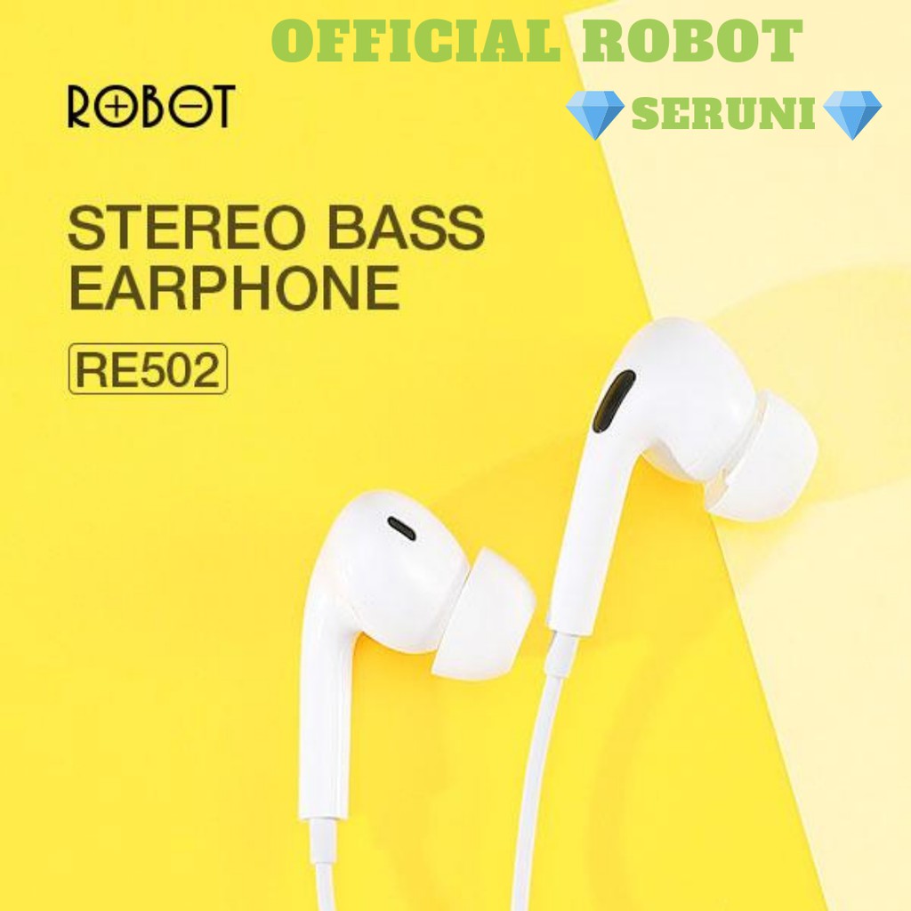 Earphone Robot RE502 3,5mm Stereo bass ultra - light