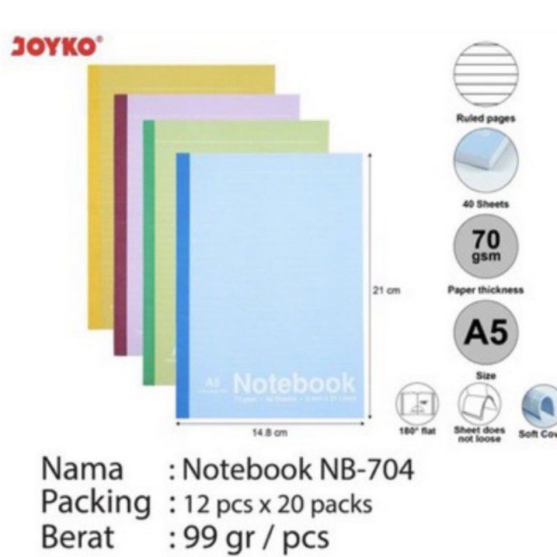 

Buku Diary / Notebook A5 Nb-704 / Agenda Nb704 warna pastel Joyko