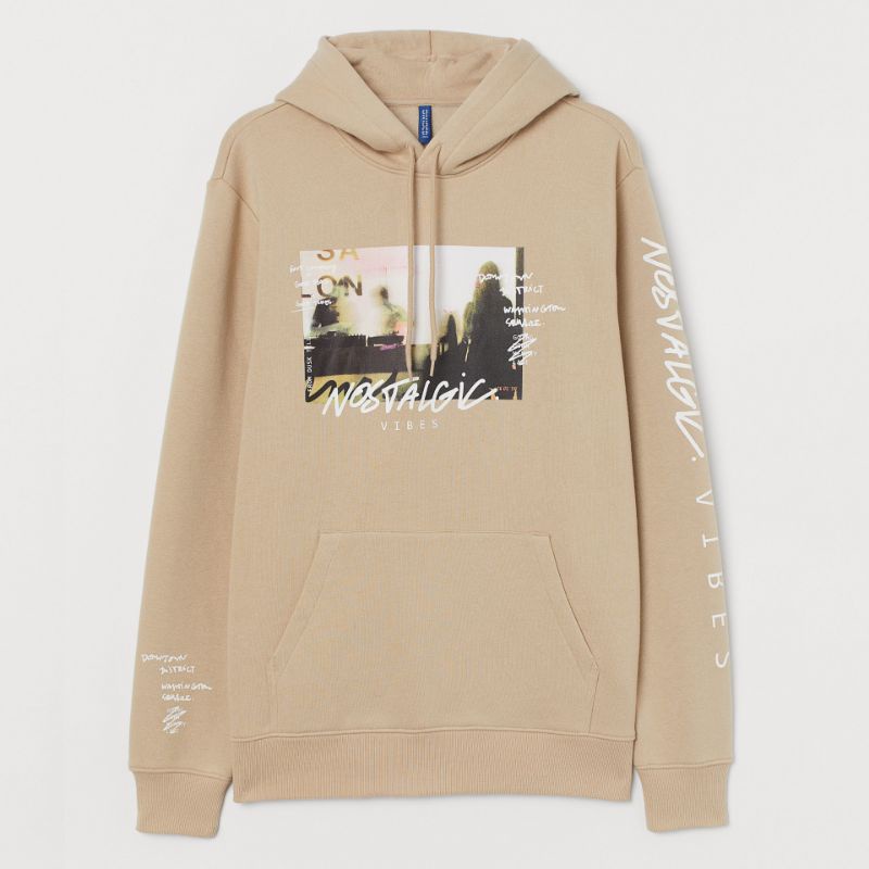 HOODIE HM HNM NOSTALGIC VIBES BEIGE / CREAM