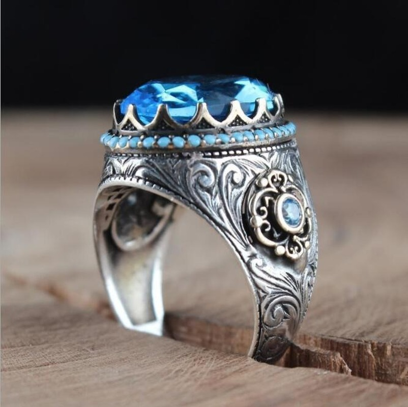 Cincin 925 Silver Hias Kristal Berlian Zamrud Gaya Vintage Untuk Pria