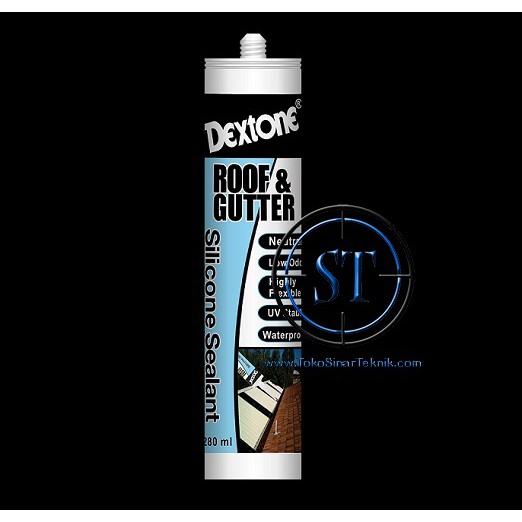 White Lem Dextone Roof dan Gutter Silicone Sealant Silikon Atap Talang Bocor Anti Asam Lem Tembak Waterproof Anti Air Warna Putih