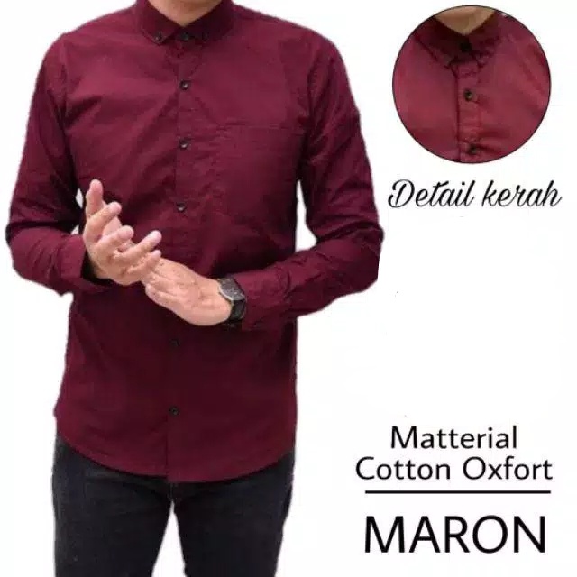 kemeja panjang pria jumbo big size 2xl 3xl 4xl 5xl lengan panjang hitam putih navy maroon abu tua