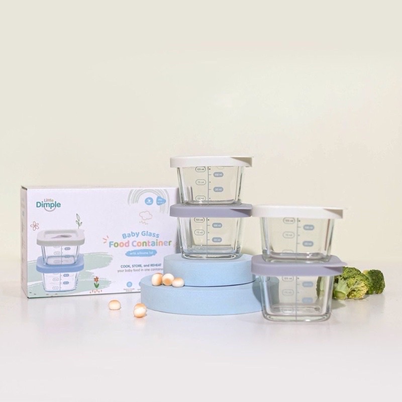 Little Dimple Baby Food Container (with Silicone Lid) 4 x 160 ml Kotak Mpasi