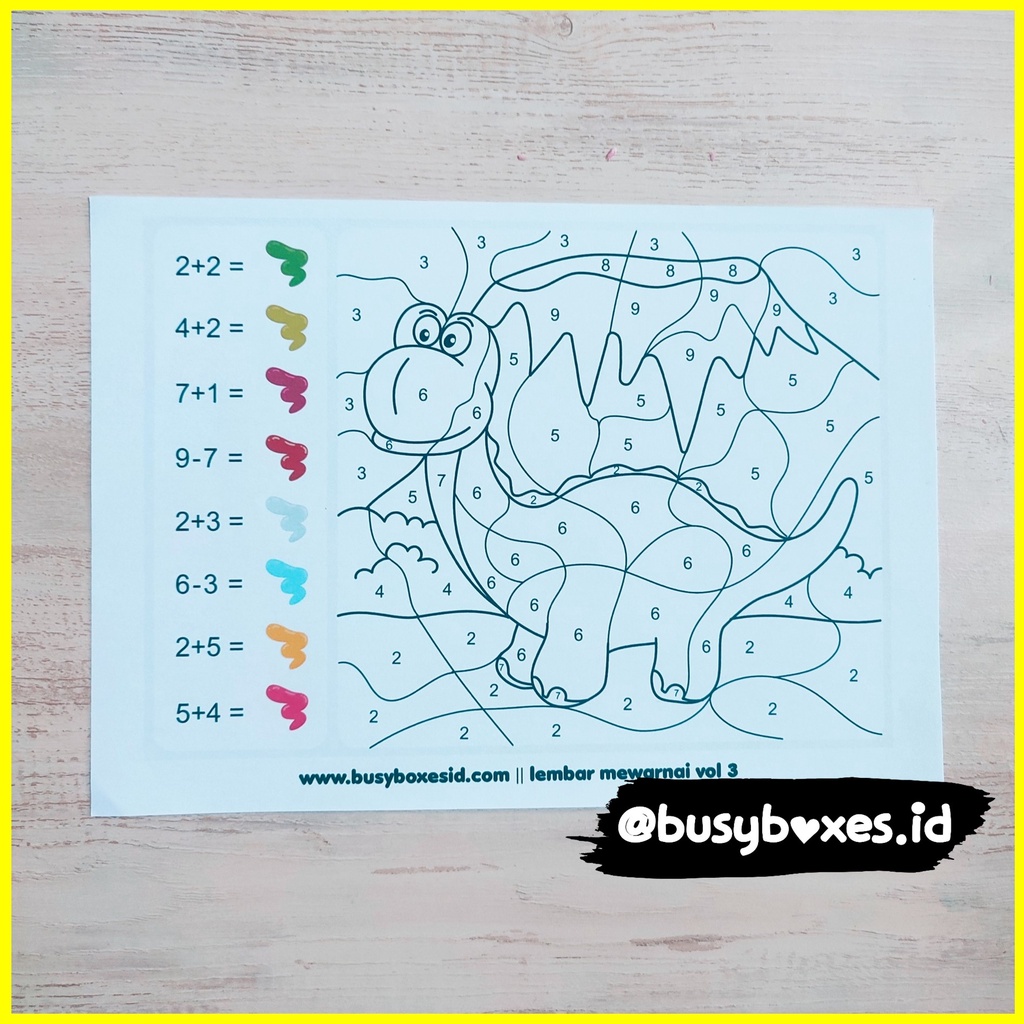 [busyboxes.id] Mainan Edukasi  anak 4 tahun mainan edukasi anak 3 tahun lembar mewarnai sesuai dengan angka worksheet angka