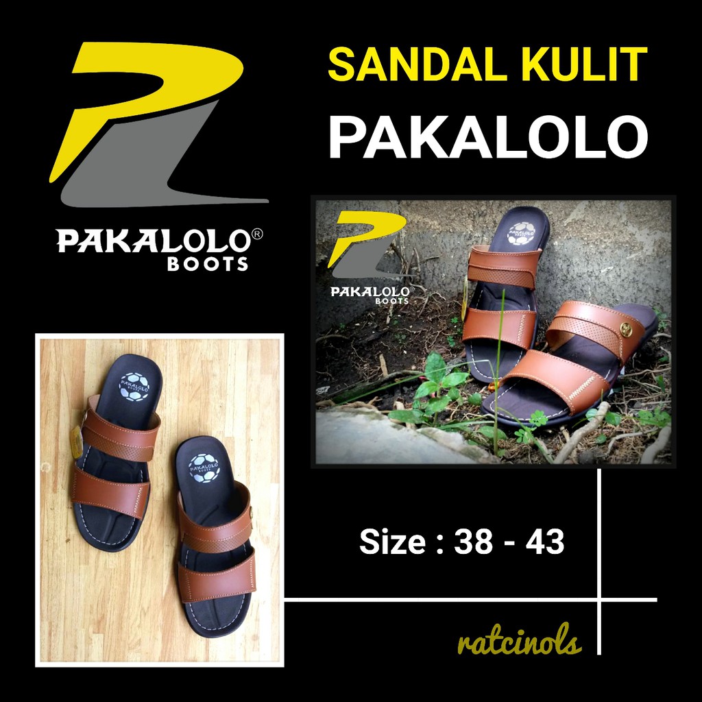 SANDAL KULIT PRIA MURAH PAKALOLO N 0933 WARNA TAN