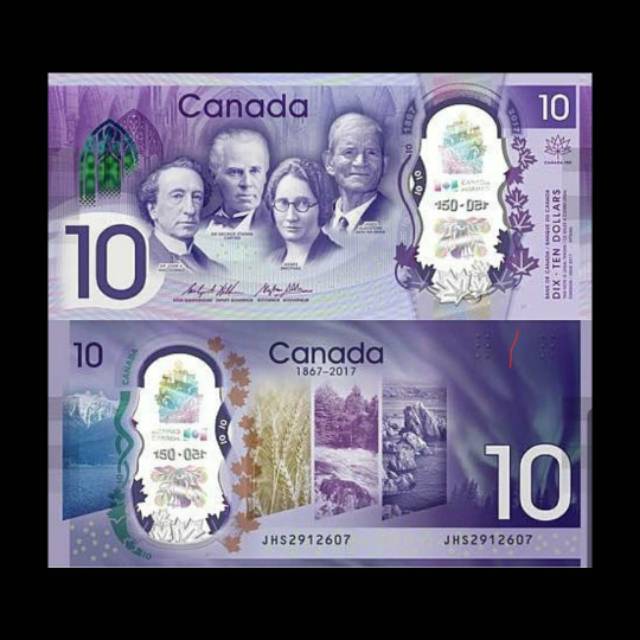 CANADA 10 DOLLAR 2018 UNC NEW GRESS POLYMER COMMEMORATIVE UANG CANADA 1 LEMBAR