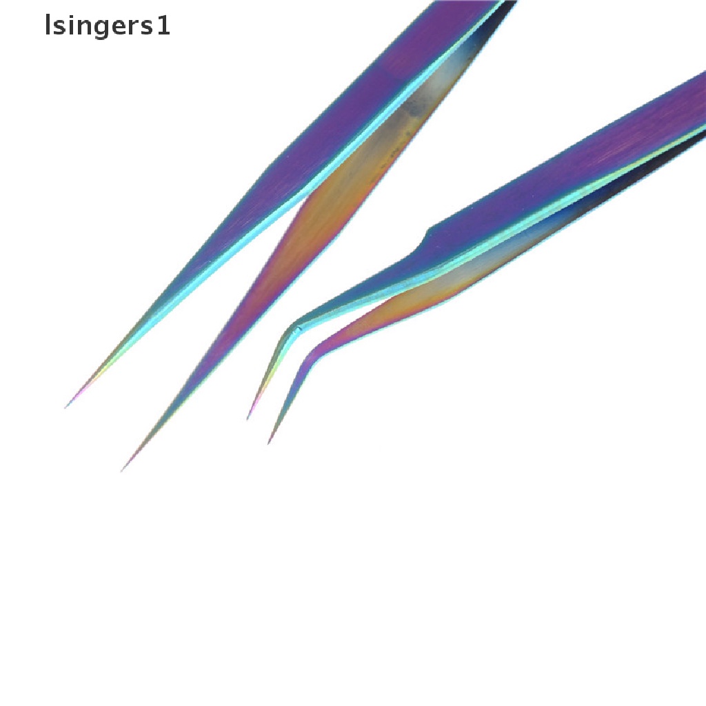 (lsingers1) Pinset Stainless Steel Warna Pelangi Untuk Mengambil Stiker Kuku