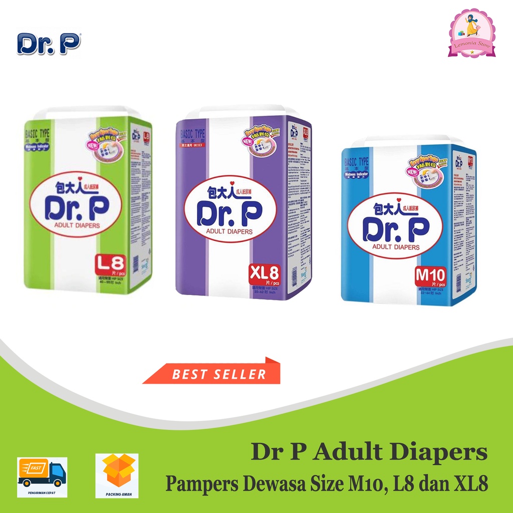 DR. P Adult Diapers Popok Dewasa Basic Type Popok dengan Perekat Size M10 L8 & XL 8