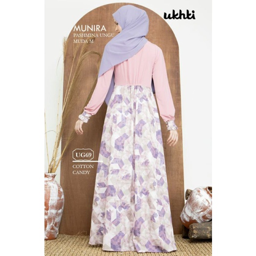 UKHTI UG69 BAJU GAMIS ORIGINAL ASLI UKHTI MUNIRA GAMIS UKHTI MUNIRA BAHAN MOTIF ROSE CREPE KOMBINASI