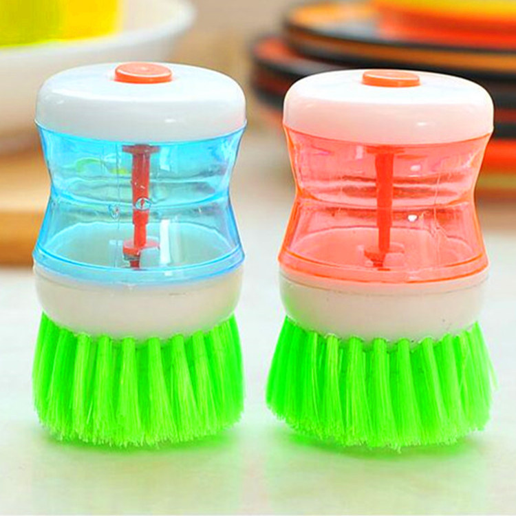 1Pc Kitchen Hydraulic Washing Brush / Liquids Soap Dispenser /Dish Bowl Cleaning Brushes With  Liquid Soap Dispenser
