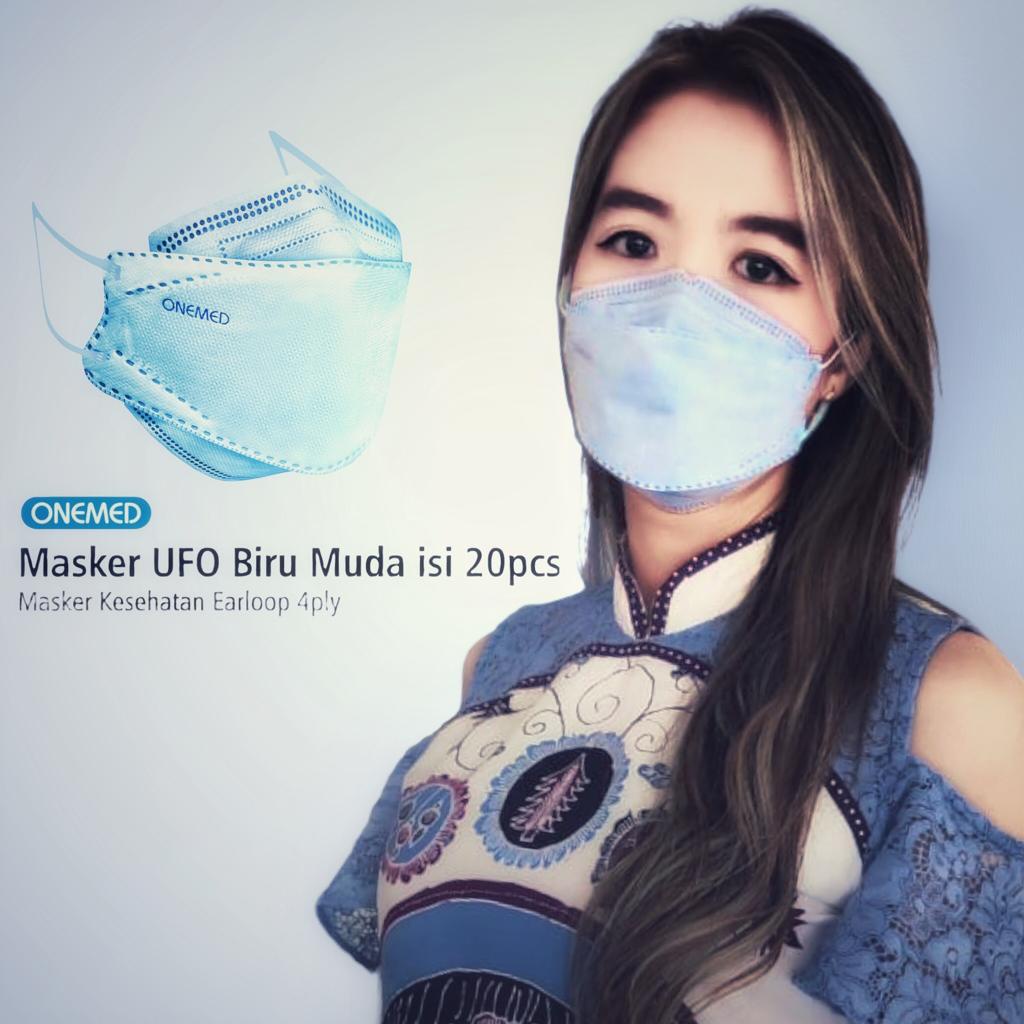 Masker Karet Medis UFO Biru 3D OneMed 4ply Box isi 20pcs OJB