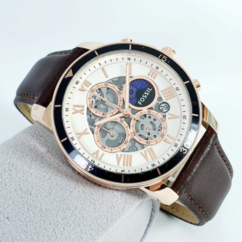 JAM TANGAN PRIA F-OSS1L KULIT CRONO TANGGAL AKTIF || DIAMETER 4.3 CM ||