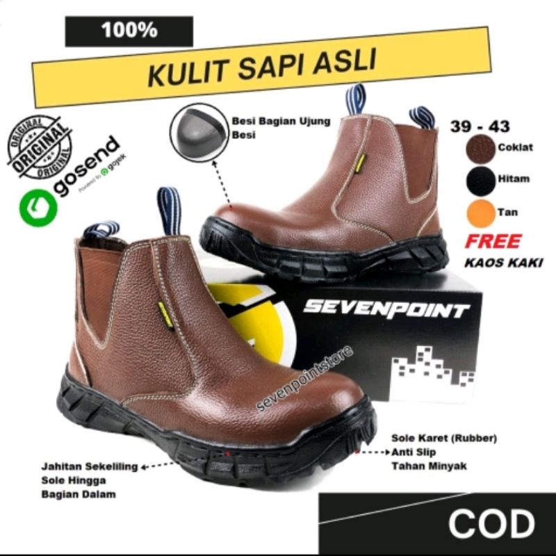 Sepatu Safety Pria Boots Kulit Sapi Asli - sepatu Safety Bikers - Koboy 01