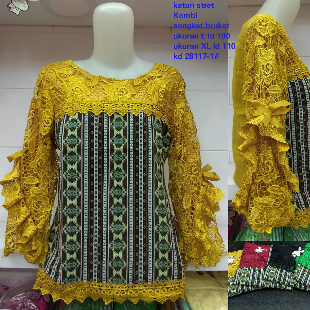 Blus katun kombi brokat 1145