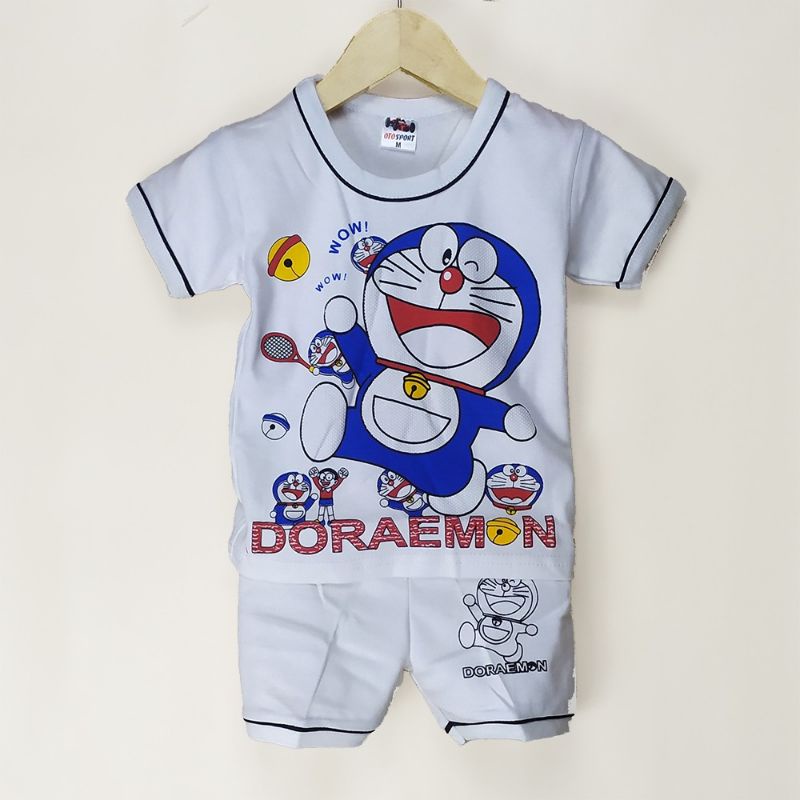 BAJU SETELAN BAYI LAKI LAKI MOTIF DORAEMON MODEL SINGLET
