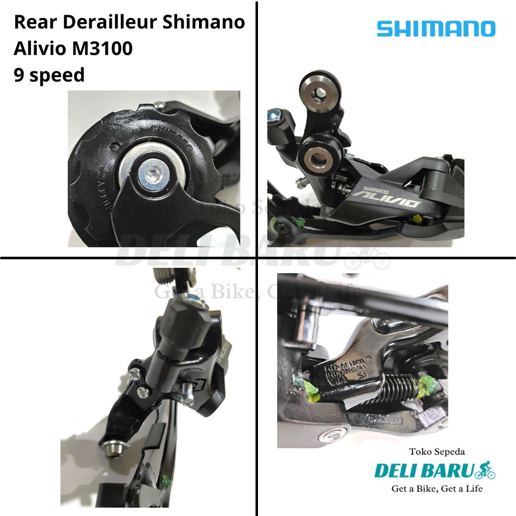 Shimano RD Alivio M3100 Rear Derailleur 9 speed long cage sepeda MTB