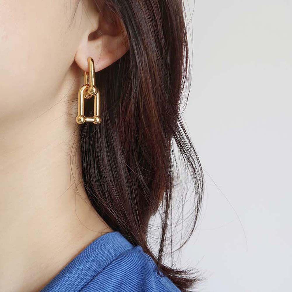 Needway  Drop Earrings Pesta Punk Dilepas Bentuk U Bahan Alloy Lock Perhiasan