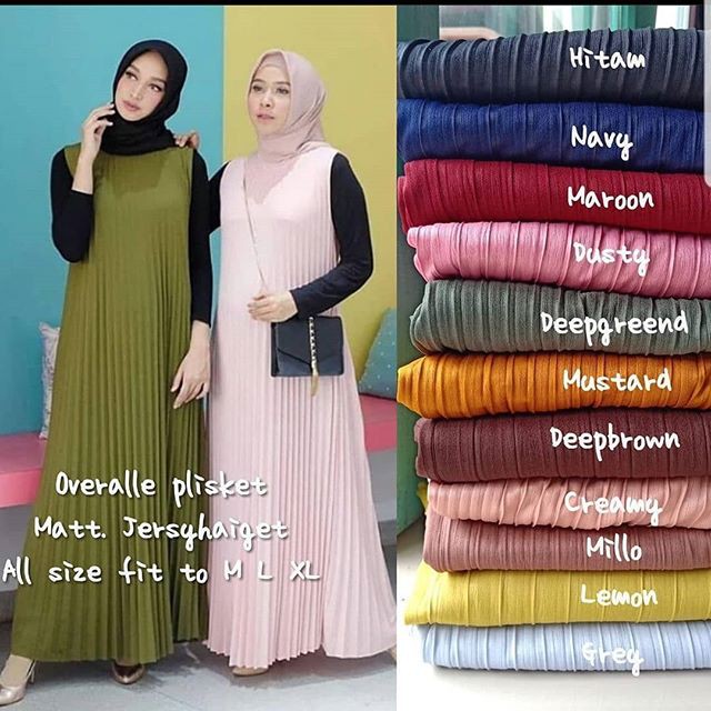 OUTER OVERALL LONGDRESS PLISKET / SLOOPY YOONA LONG DRESS PLISKET - overall polos plisket Trendyy!!