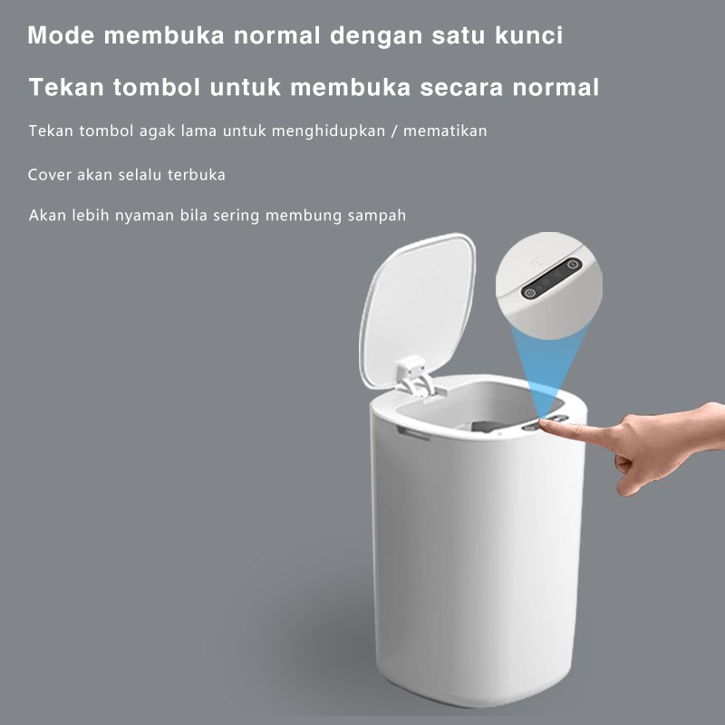 KADONIO Tempat Sampah Plastik Otomatis Infrared Automatic Sensor Gerak 12L Tombol / Tendang Membuka Cover