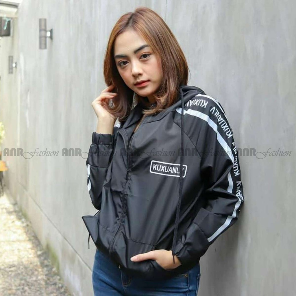 Jaket Kuxu Hoodie Resleting Wanita - Jaket Parasut Hoodie Zipper Wanita - Jaket Sporty Wanita